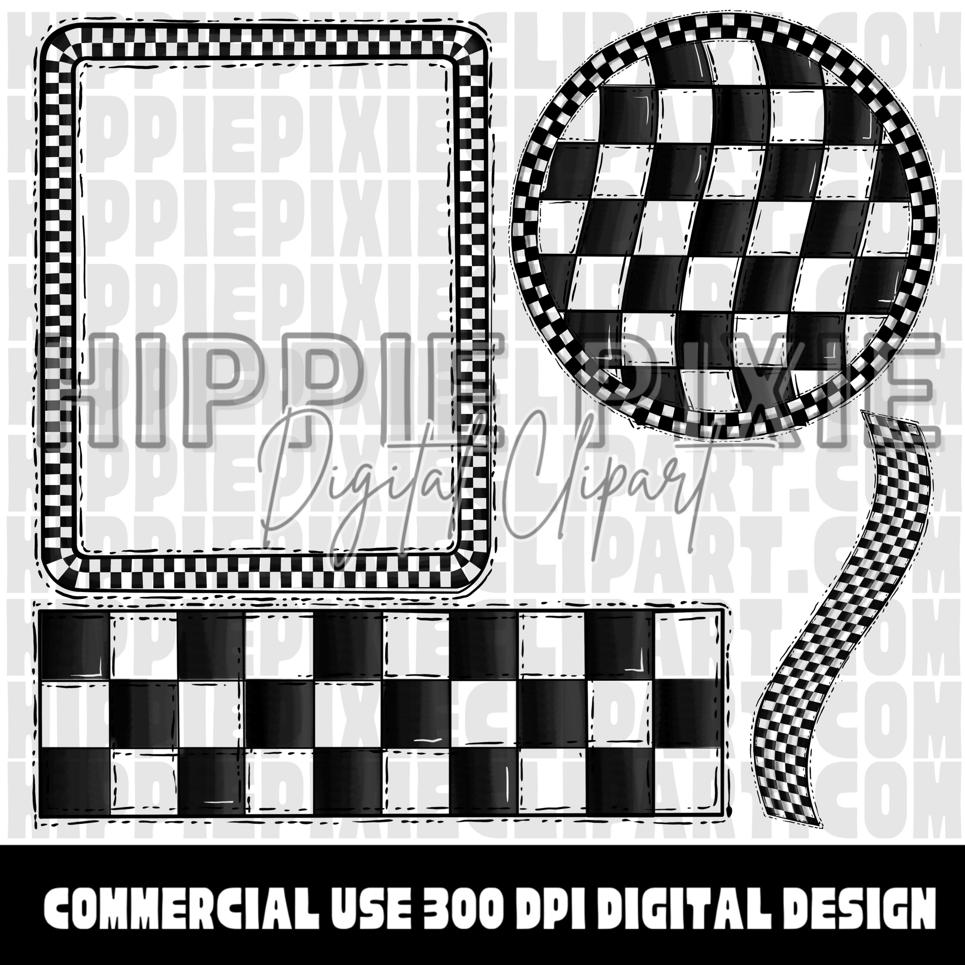 etro clipart, checkerboard clipart, hand-drawn clipart, digital clipart, PNG bundles, commercial use, no license required, branding, websites, social media, marketing, creative design, vintage, checkered flag, checkered pattern, frames, backgrounds